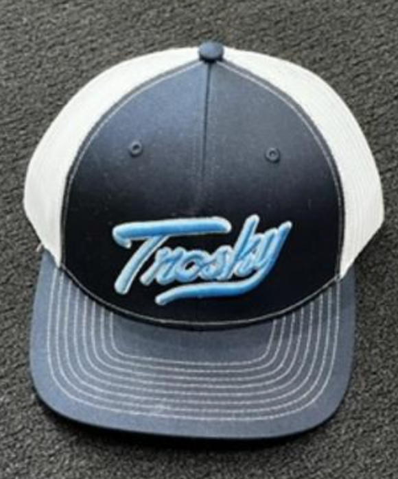 Navy blue Trosky Texas  trucker hat with white mesh